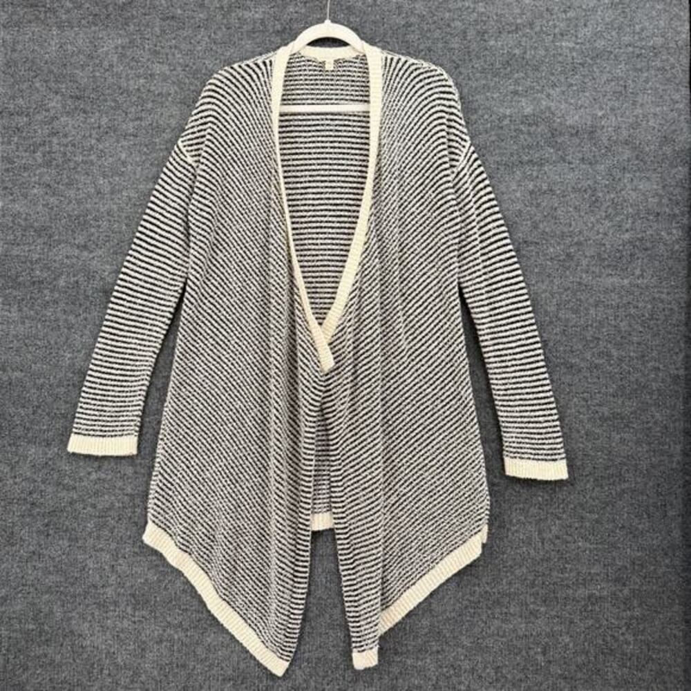 Eileen Fisher Womens Longline Cardigan Sweater Sz S Black White Organic Cotton